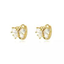 Brinco Argola Borboleta com Zircônias Banhado Ouro 18K