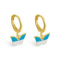 Brinco Argola Borboleta em Resina Folheado a Ouro para Bebês e Crianças