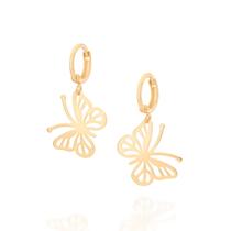 Brinco argola borboleta folheado a ouro 526776