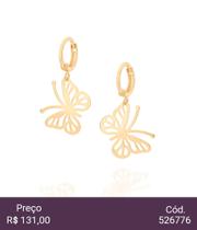 Brinco argola borboleta folheado a ouro
