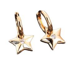 Brinco argola c/ pingente estrela banhado a ouro 18k Brinco argola c/ pingente estrela banhado a ouro 18k