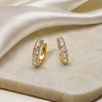 Brinco Argola Celeste Banhado a Ouro com Zircônias Garantia 6 Meses Brinco Argola Celeste Banhado a Ouro com Zircônias Garantia 6 Meses