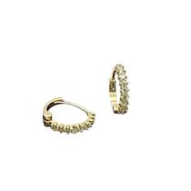 Brinco Argola Click com 18 Pedras e Trava 7mm Ouro 18k K080 Brinco Argola Click com 18 Pedras e Trava 7mm Ouro 18k K080