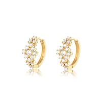 Brinco Argola Click Com Pedras De Zircônia Folheada A Ouro