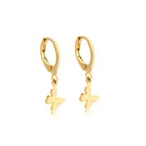Brinco Argola Click Com Ping Borboleta Lisa Folheado A Ouro Dourada