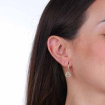 Brinco Argola Click com Zircônia Pingente Árvore da Vida Banhado a Ouro 18K