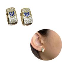 Brinco Argola click coração azul zircônia Banhada a ouro 18k Brinco Argola click coração azul zircônia Banhada a ouro 18k