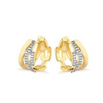 Brinco Argola Click Dupla Elos Cravejados Folheada Ouro