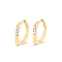 Brinco Argola Click Estilizada Grande Folhado A Ouro Dourada