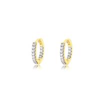 Brinco Argola Click Grande Com Filete De Zircônias Cristal Brinco Argola Click Grande Com Filete De Zircônias Cristal