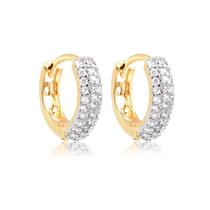 Brinco Argola Click Grande Com Zircônias Folheado A Ouro