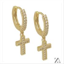 Brinco Argola Click Micro Zircônia com Cruz Brinco Argola Click Micro Zircônia com Cruz