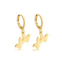 Brinco Argola Click Ping Dupla Borboletas Lisas Folheado