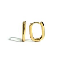 Brinco Argola Click Retangular Banhado a Ouro
