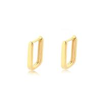 Brinco Argola Click Retangular Grande Folheado A Ouro