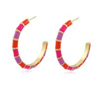 Brinco Argola Colors Laranja e Pink Grande Banho em Ouro Brinco Argola Colors Laranja e Pink Grande Banho em Ouro