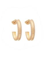 Brinco Argola com as bordas Cravejadas com Micro Zirconia Branca - Banhada a Ouro 18K