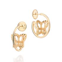 Brinco argola com borboleta banhado a ouro 527441 Rommanel