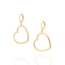 Brinco argola com coração folheado a ouro Cód. 526697
