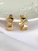 Brinco Argola com Cravejamento Zircônias + brinde