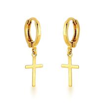 Brinco argola com crucifixo liso Brinco argola com crucifixo liso