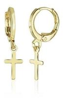 Brinco Argola com Cruz 22mm Semi Joia - Par