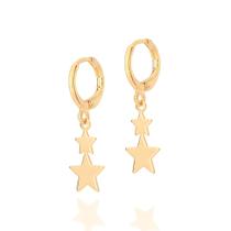 Brinco argola com estrelas folheado a ouro Cód. 526730 Coleção Giovanna Antonelli