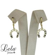 Brinco argola com ferradura folheado em ouro 18k
