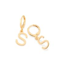Brinco argola com letras folheado Letra s 526614 Rommanel Brinco argola com letras folheado Letra s 526614 Rommanel