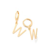 Brinco argola com letras folheado Letra w 526614 Rommanel