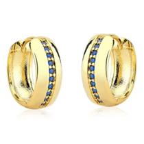 Brinco Argola com Micro Zircônias Azul Semijoia Lizzy Fatin