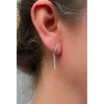 Brinco Argola com Palito Cravejado Prata 925