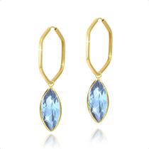 Brinco Argola Com Par de Pingentes Ouro 18k