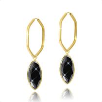 Brinco Argola Com Par de Pingentes Ouro 18k