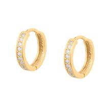Brinco Argola Com Pedra Em Ouro 18k Brinco Argola Com Pedra Em Ouro 18k