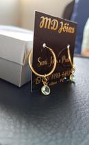 Brinco argola com pedra