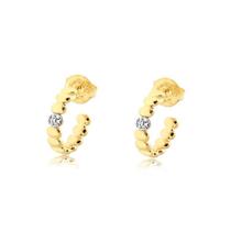 Brinco Argola Com Pedras De Zircônia Folheado A Ouro