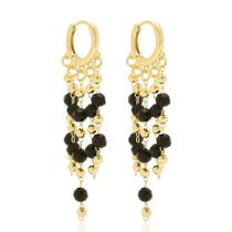 Brinco Argola com Pedrinhas Banhado a Ouro 18k