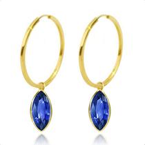 Brinco Argola Com Pingente Ouro 18k