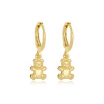 Brinco Argola Com Urso Banhado A Ouro 18K