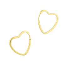 Brinco Argola Coração 1.3 Fio Quadrado Ouro 18k 750 - M