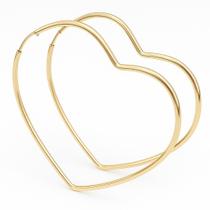 Brinco Argola Coração 45 51 mm em Prata de Lei com Banhada a Ouro Brinco Argola Coração 45 51 mm em Prata de Lei com Banhada a Ouro