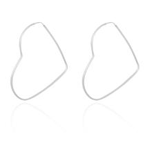 Brinco Argola Coração 4cm Em Prata 925