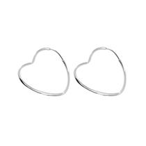 Brinco Argola Coração Aro Abaulado Prata 925 25mm