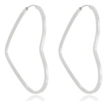 Brinco Argola Coração Fio Quadrado 2cm Em Prata 925 Legítima