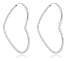 Brinco Argola Coração Fio Redondo 4,5cm Em Prata 925 Italiana Brinco Argola Coração Fio Redondo 4,5cm Em Prata 925 Italiana