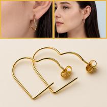 Brinco Argola Coração Liso Leve Folheado Ouro 18k