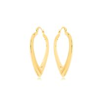 Brinco Argola Coração Oco Liso Banhado a Ouro 18k