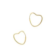 Brinco Argola Coração Pequeno 0.7 Fio Quadrado Ouro 18k 750 Brinco Argola Coração Pequeno 0.7 Fio Quadrado Ouro 18k 750