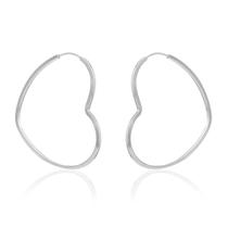 Brinco Argola Coração Quadrado Prata 925 35mm